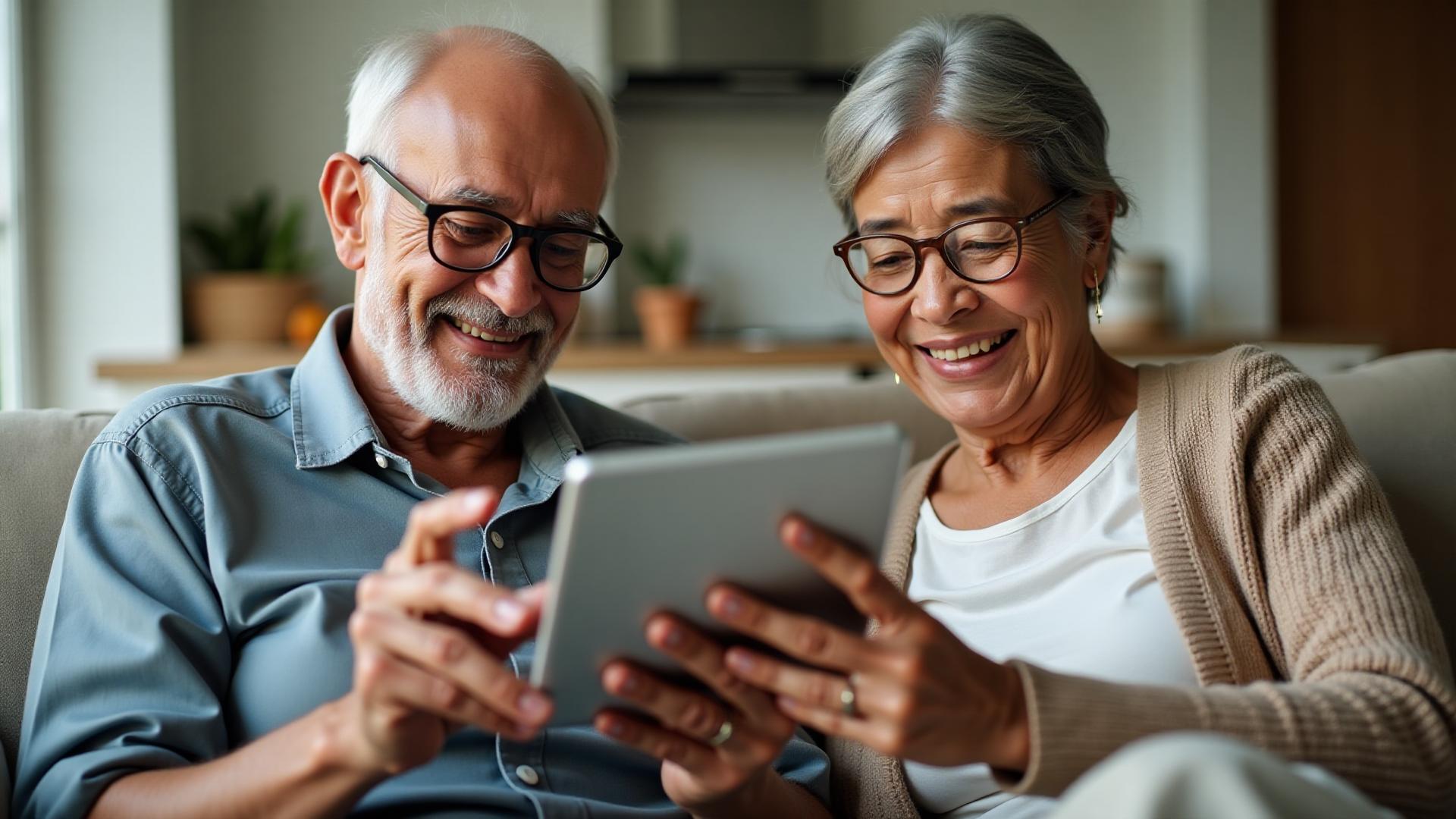 Senior using smartphone confidently
