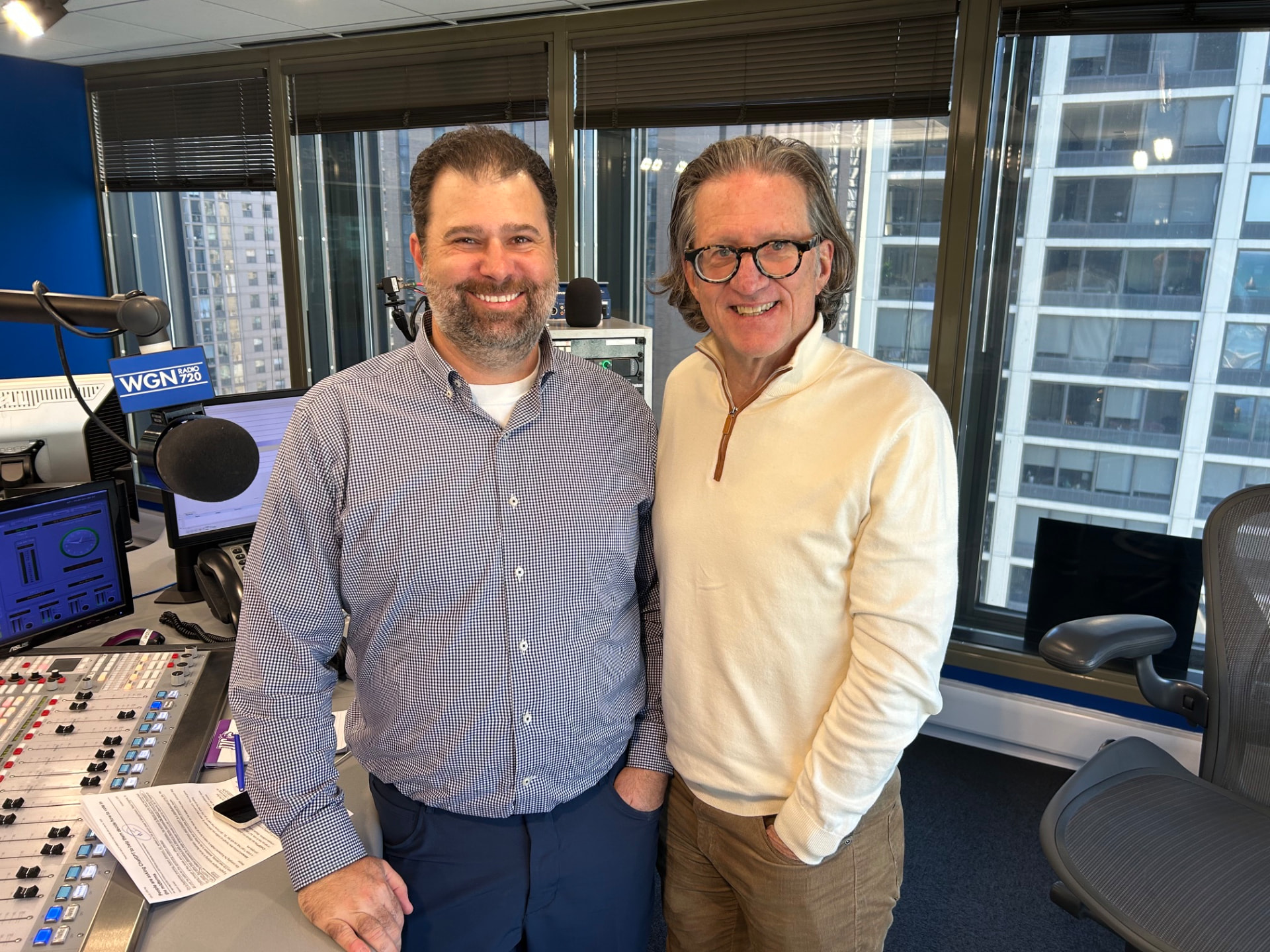Tony LaPalio of Senior Tech Support in the WGN Radio studio with John Williams